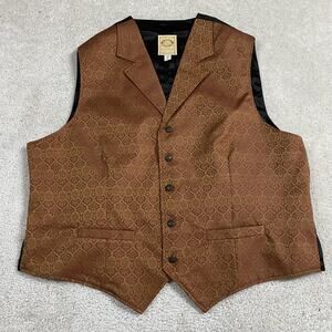 Wah Maker Vest Mens XL Brown Gold Brocade Formal Western Frontier USA Waistcoat